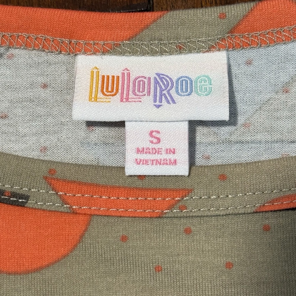 LuLaRoe Disney Womens Carly Midi Dress S Tan Geometric Hi Low Mickey Mouse - Picture 4 of 9